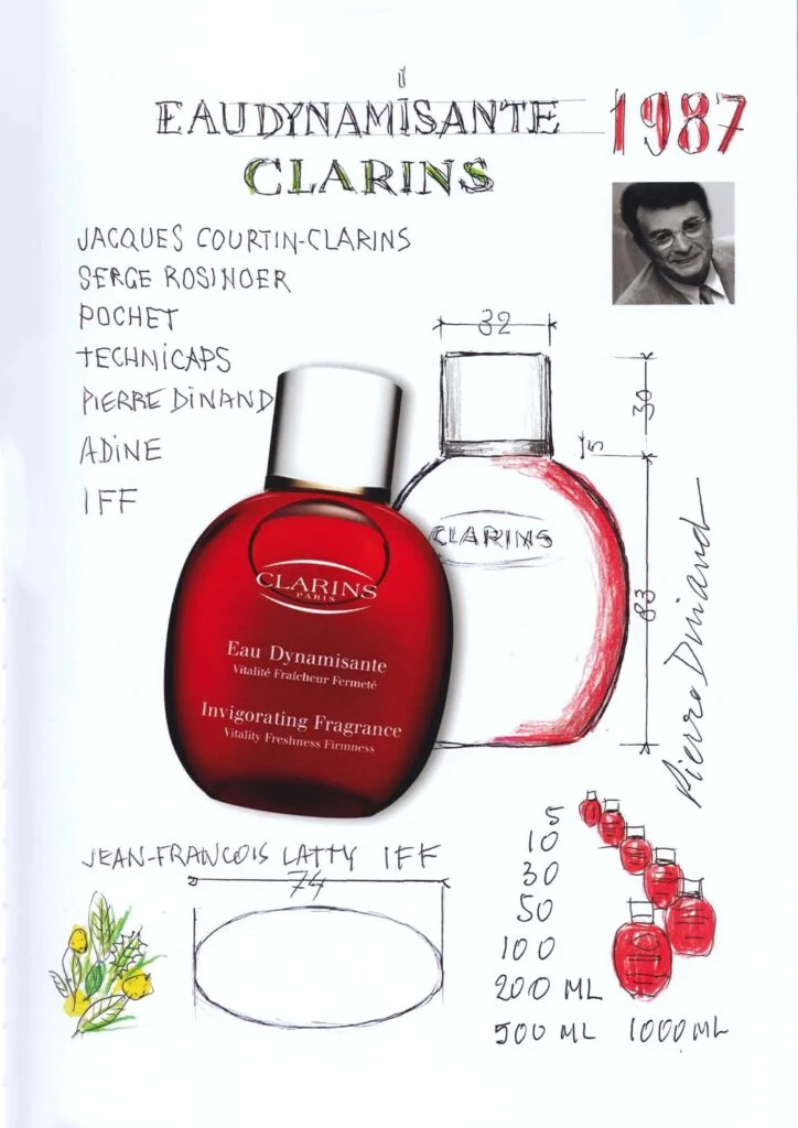 Flacon Eau dynamisante pour Clarins par Pierre Dinand©, 1987